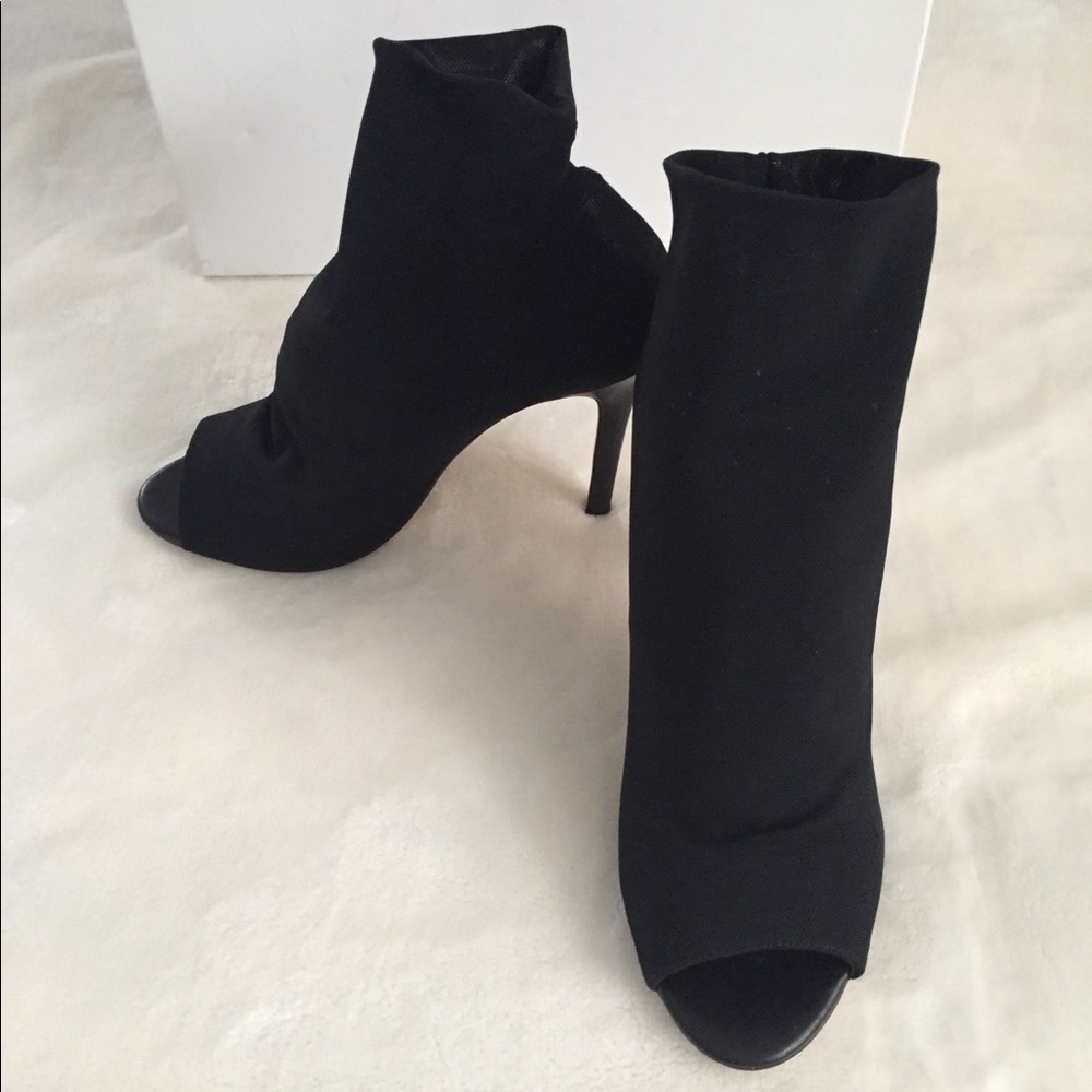 Karen Millen Black Elastic Peep Toe Shoe Boot